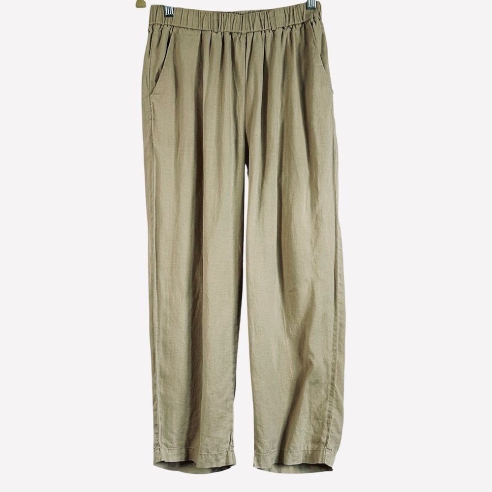 Quince 100% European Linen Cropped Pants Small Flax Elastic Waist - Picture 3 of 12